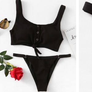 Shein Knot Front Ribbed Bikini